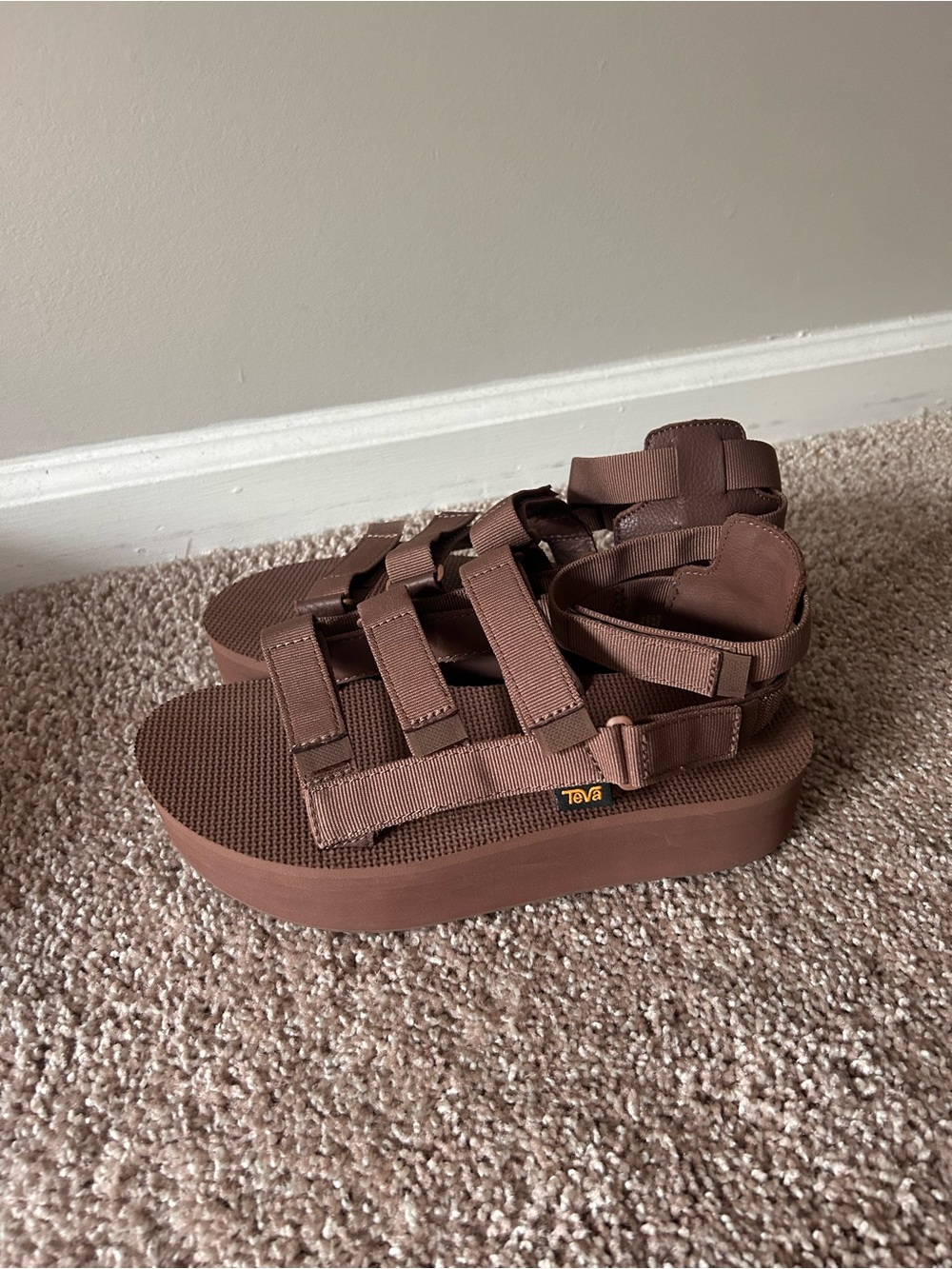 Teva Brown Platform Strappy Sandals